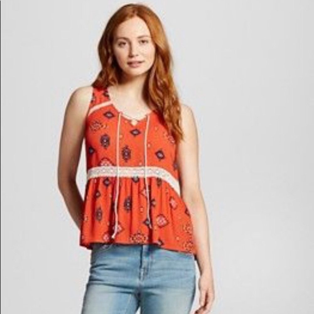 Mossimo supply co. baby doll lace up blouse